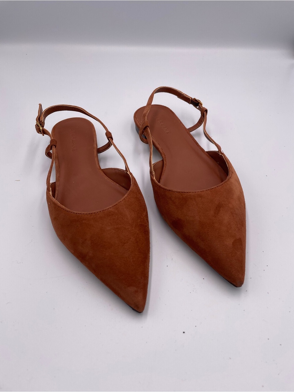 NEW EVERLANE THE STUDIO SLINGBACK FLAT SADDLE BROWN SUEDE Size 6.5